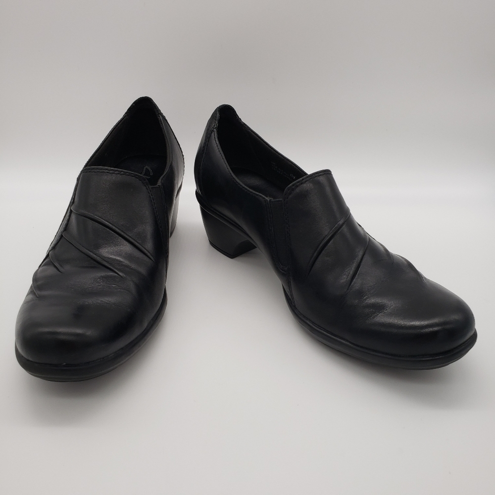 Clarks Partridge Black Leather Slip-on Shoes